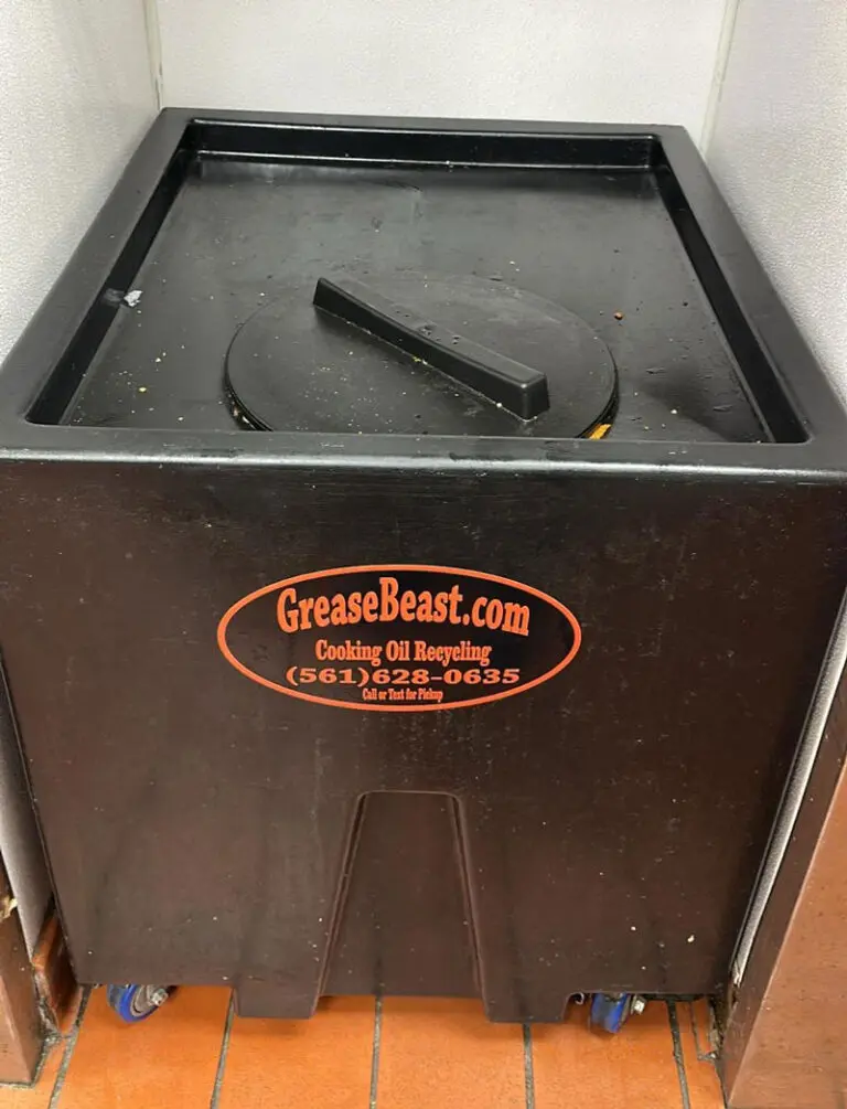 Grease-Beast-Bin-02 A Grease Beast LLC used cooking oil collection container in a restaurant