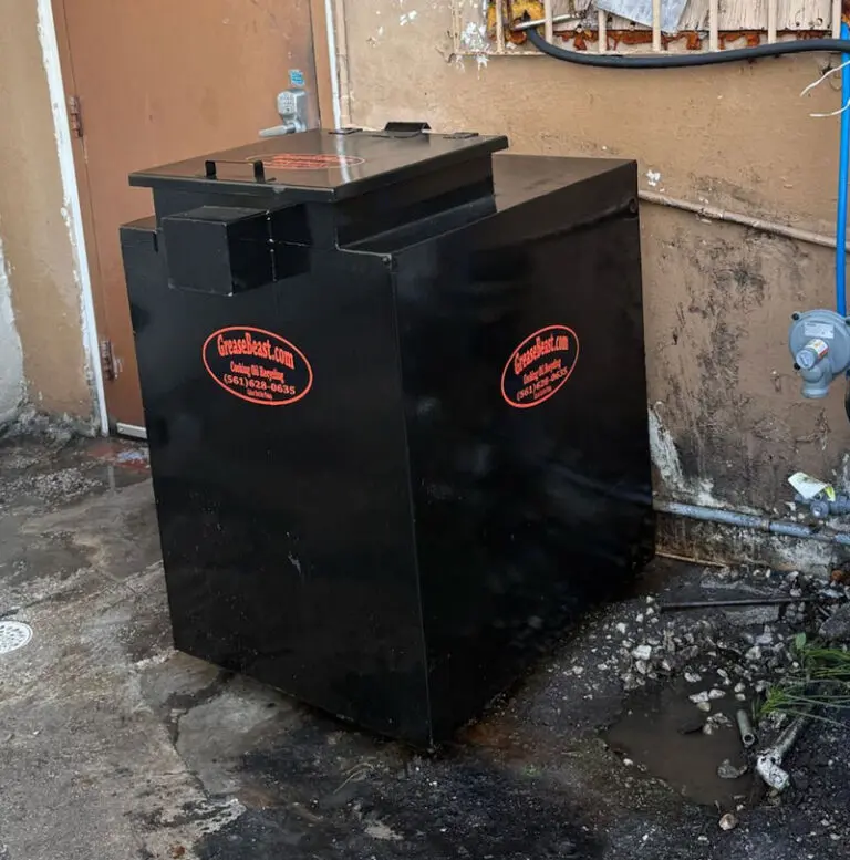 Grease-Beast-Bin-03 Grease Beast collection tank placed outside a restaurant