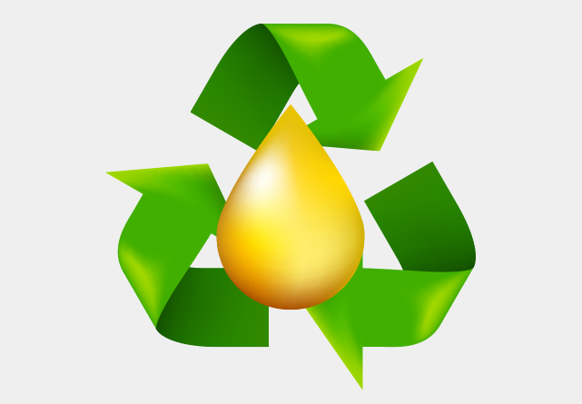 recycle-logo-with-oil-drop Recycle logo with an oil drop on it
